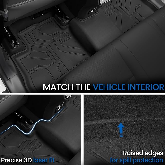 Floor Mats Set for 2026 Toyota RAV4 Hybrid, All Weather TPE Floor Liners Backrest Mat Trunk Mat Cargo Liner Door Sill Guards Accessories(Not Fit PHEV or Subwoofer Models)