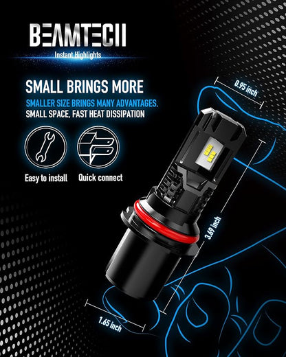 BEAMTECH Bulb, 9007 Fog Light Bulbs Powersports Light Bulb Fanless in Line 6500K Pack of 2