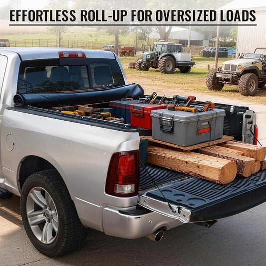 RHOBRA Soft Roll-Up Truck Bed Tonneau Cover Compatible with 2016-2023 Toyota Tacoma 6ft Bed (Excl. Trail Edition) | 26.5oz Heavy-Duty Vinyl | Weather Resistant Bed Cover for Pickup Truck | No-Drill