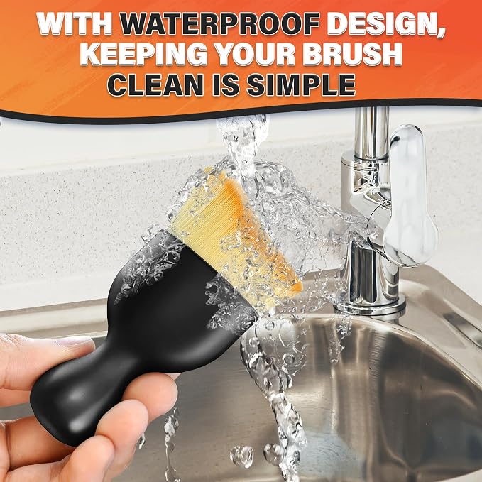 3Pcs Auto Detailing Brushes Set – 2.29" x 3.98" Car Cleaning Brush Interior with Curved Soft Nylon Bristles, Waterproof Plastic Handle, Transparent Storage Case - for Dashboard, AC Vents & Console