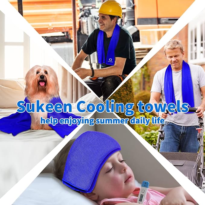 Sukeen [4 Pack Cooling Towel (40"x12"),Soft Microfiber Chilly Towel for Yoga,Sport,Running,Gym,Workout,Camping,Fitness,Workout & More Activities