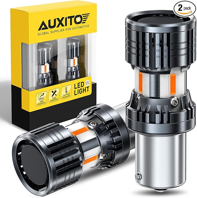 AUXITO CANBUS 7507 BAU15S LED Bulbs Amber Yellow with Built-in Resistor PY21W 12496 2641A 1156(150°) Anti Hyper Flash Error Free Front Rear Turn Signal Lights and Blinker Parking Lights, Pack of 2