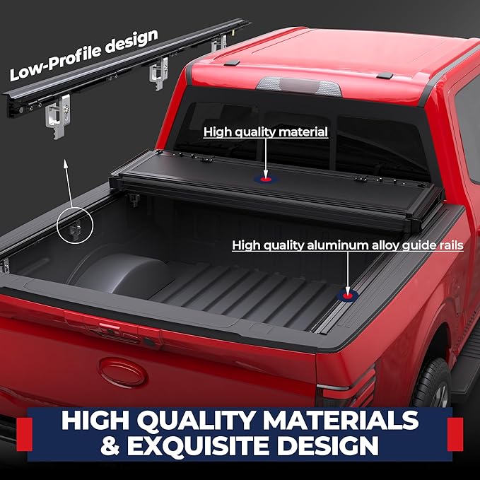 MOSTPLUS 6.5FT Low Profile Hard Quad Fold Tonneau Cover Compatible for 2015-2025 2026 Ford F150 F-150 2WD/4WD Low Profile Truck Bed Cover 78Inch