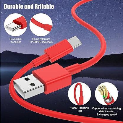 3-Pack Red [3.3FT+3.3FT+6FT] USB A to USB C Cable，USB to USB C Car Carplay Cable for iPhone 16 15 Pro Plus Pro Max，for iPad Pro/Air/Mini，for Samsung S24/S23/S22/S21，for MacBook Pro/Air and More