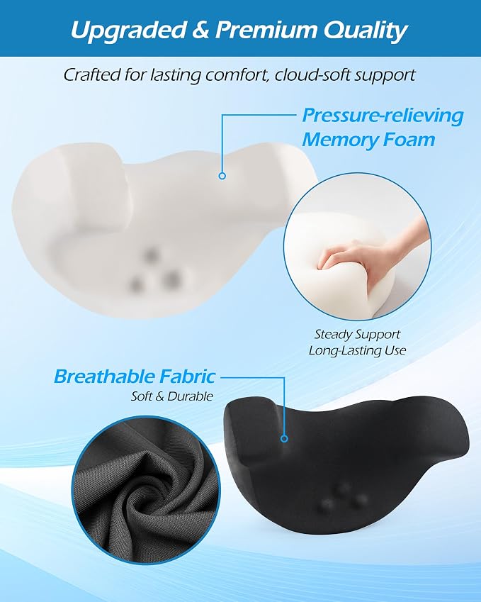 Lofty Aim Car Neck Pillow: 2 Pack Ergonomic Memory Foam Headrest Pillow for Driving, Adjustable Neck Support Cushion for Pain Relief, Head Rest Pillows for Car Seat, Truck - Black