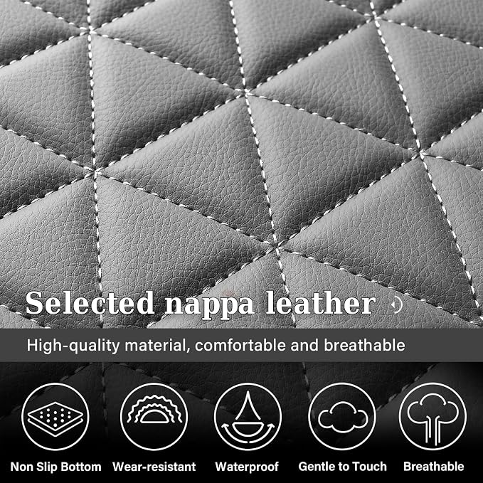 Coverado Dodge Ram Seat Cover Full Set, Waterproof Ram 1500 Seat Cover Compatible with 2002-2026 Dodge RAM 1500 2500 3500 Crew Quad Cab with Curved Bench, Dark Gray