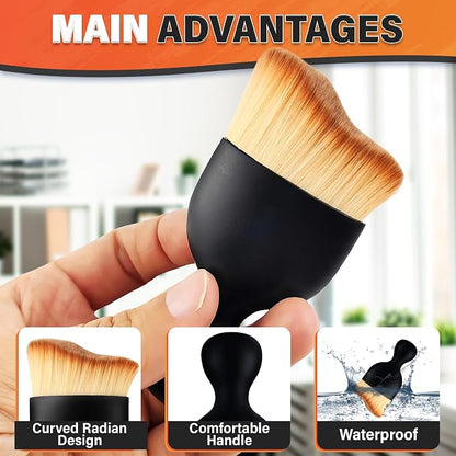 3Pcs Auto Detailing Brushes Set – 2.29" x 3.98" Car Cleaning Brush Interior with Curved Soft Nylon Bristles, Waterproof Plastic Handle, Transparent Storage Case - for Dashboard, AC Vents & Console