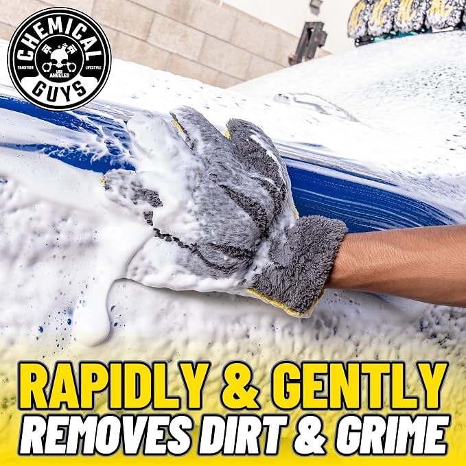 Chemical Guys MIC510 The Stranger Helpful Handy Car Wash Mitt - Yellow, Microfiber Towels for Detailing, Holds Tons of Soapy Suds, Flexible - Perfect for Car Cleaning (Pack of 12)
