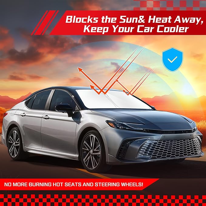 ARISMOTOR Windshield Sun Shade for Toyota Camry(XSE XLE SE LE) 2025 2026, Custom Fit Foldable Front Window Sunshade Sun Visor Protector, Block UV Rays Keep Your Car Cooler