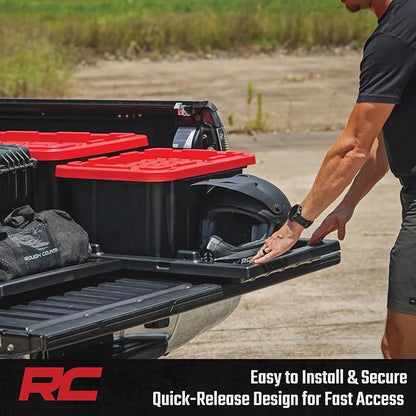 Rough Country Slide-Out Truck Bed Cargo Tray - Mid-Size Bed Organizer for 5' & Shorter Beds, Heavy-Duty Polyethylene, UV-Protected, Easy Tailgate Access