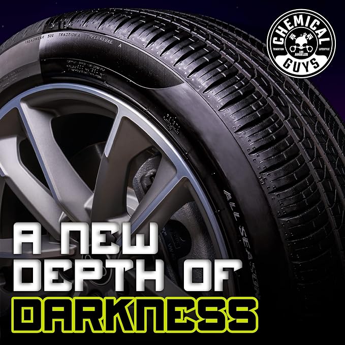 Chemical Guys Galactic Black Wet Look Tire Shine Dressing – High Gloss Tire Spray for Trim & Rubber – Restores Deep Black Shine and Protection for Cars, Trucks, Motorcycles and RVs, 16 oz