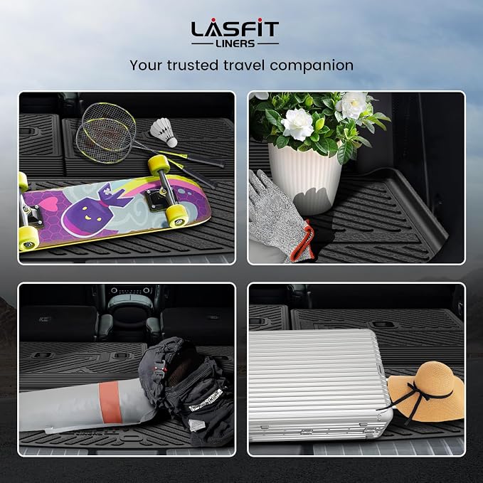 LASFIT Cargo Trunk Mat & Backrest Mats for Hyundai Palisade 2026 All Weather TPE Custom Fit Car Trunk Mats Cargo Liner & Seatback Mats Accessories, Black