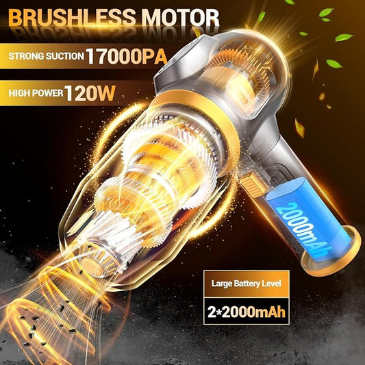 Portable Car Vacuum Cordless Mini Handheld Vacuums Cleaner Rechargeable with LCD Display and Multi-Nozzles, High Power Hand held Cleaners for Car, Home, Office, Sofa, Pet Hair,Keyboard