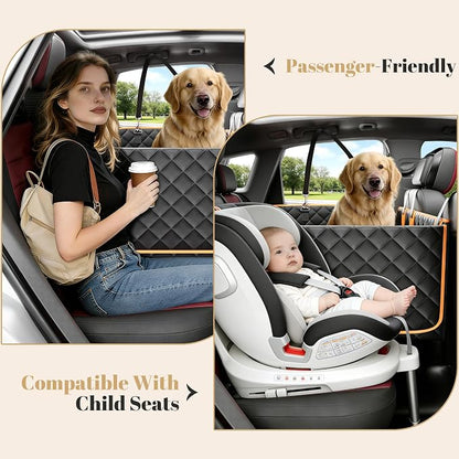 Back Seat Extender for Dogs - Anti-Scratch & Waterproof Backseat Protector, 600D Upgraded Material Pet Hammock with Mesh Window, Easy to Clean Dog Bed for Car, SUV, Truck,Orange