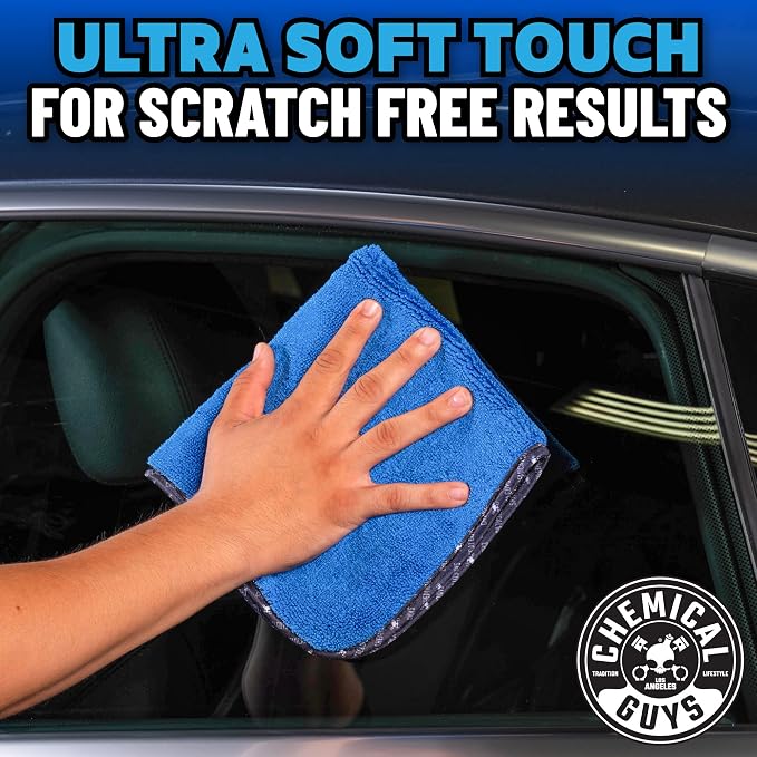 Chemical Guys Professional Grade Premium Microfiber Towels for Cars, Blue, 16" x 16", Ultra-Soft and Scratch-Free Car Detailing Cloths for Trucks, Motorcycles, and More - 12 Pack