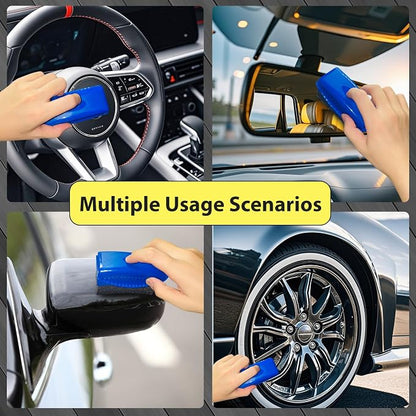 2 Pack Tire Shine Applicator Pads, Reusable Tire Dressing Applicator Sponge, Curved Tire Gel Applicator Forms with Lid, Yellow Tire Applicator Pads for Car Cleaning Detailing