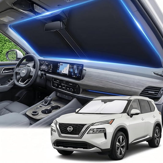 Windshield Sun Shade for Nissan Rogue 2021-2025 2026 Sunshade Front Window Shade Custom Fit Rogue Accessories Sun Visor Foldable Shade Blocks UV Rays Accessories