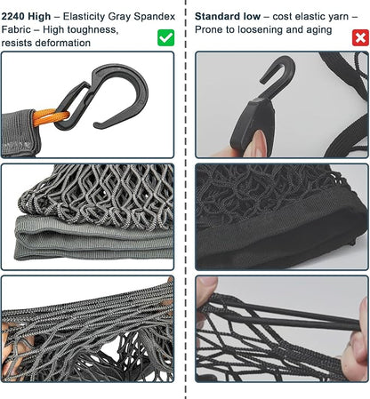 Cargo Net for SUV Trunk, Heavy Duty 3000D Polyester + 2240D Spandex Bungee Net, 31.5"x23.6" Elastic Storage Mesh, Cargo Organizer Net for Car Minivan Jeep Pickup SUV, Gray