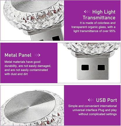 1 PCS Mini USB LED Car Interior Light, Plug & Play Compact Atmosphere Lamp, Personalized Automotive Interior Ambient Light Decor, Universal for Most Cars (Purple)