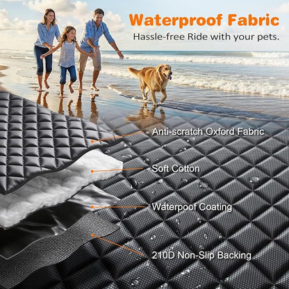 URPOWER Dog Car Seat Cover for Pets 100% Waterproof Seat Cover Hammock 600D Heavy Duty Scratch Proof Nonslip Durable Soft Back Seat Covers for Cars Trucks and SUVs