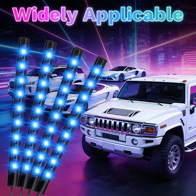 Car Interior Lights, 12V LED Strip Lights with Cigarette Lighter Adapter, Ambient Car Lighting Kit, App & Remote Control Music Sync Color Change Strip Lights for SUVs & Trucks (48LED Beads)