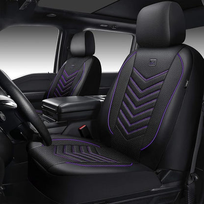 CAR PASS 3D Foam Mesh Leather Car Seat Covers Front Seats, Breathable Front Seat Cover for Cars, Comfortable Universal Fit for SUV Truck Sedan Automotive Anti-Slip Airbag Compatible, Black and Purple