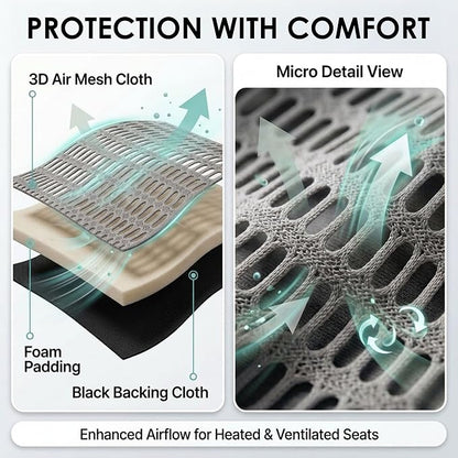 FH Group Universal Car Seat Covers Full Set for SUV Truck Sedan Vans | 3D Textured Breathable Fabric Seat Cover Set with Airbag Compatible Split Bench Protector Interior Upgrade - Gray/Black