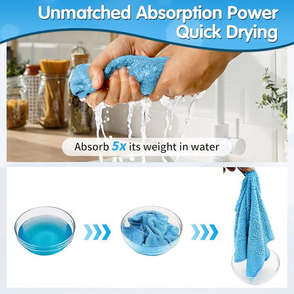 FIXSMITH Blue Microfiber Cleaning Cloth -Pack of 8, Highly Absorbent Cleaning Rags, 16"X12" All Purpose Cleaning Towels for Housekeeping, Kitchen, Car, Lint Free and Reusable Microfiber Towels