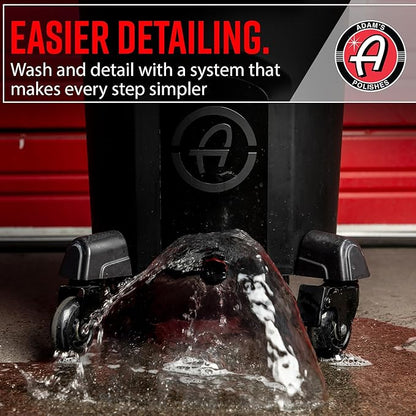 Adam's Complete Premium Detailing Bucket - Car Wash Bucket with Grit Guard, Seat Pad, Organization Rack, Drain Plug, 2 Locking Wheels | Innovative Detail 5 Gallon Bucket Kit System