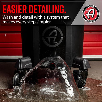 Adam's Double Complete Premium Detailing Bucket - Car Wash Bucket with Grit Guard, Seat Pad, Organization Rack, Drain Plug, 2 Locking Wheels | Innovative Detail 5 Gallon Bucket Kit System