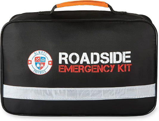 Always Prepared Premium Roadside Emergency Kit for Car - Car Safety Kit, Tools, First Aid, Visibility Gear & More - Perfect Roadside Assistance Kit Gift for New Drivers (125 pc)