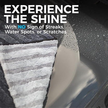 The Rag Company Gauntlet Car Drying Towel, Ultra-Absorbent 70/30 Blend Korean Microfiber, Dries Vehicles Faster Without Scratching, 900 GSM, 30x36 Inches, Ice Grey/Grey, 2-Pack