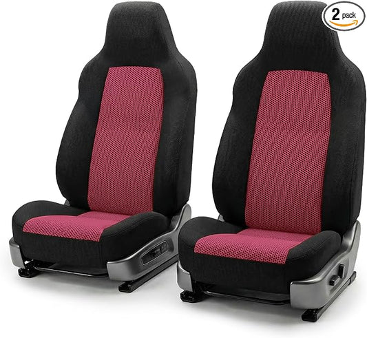 FH Group Automotive Front Car Seat Covers for SUV, Trucks, Sedan and More - Universal Fit Front High Back Design Interior Accessories - 3D Mesh Fabric Center Panel - Burgundy