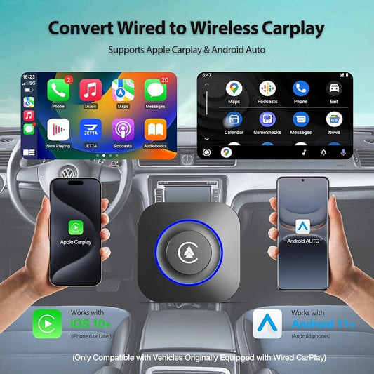 Magic Box Wireless CarPlay Adapter, Upgraded CarPlay & Android Auto, Support USB Offline Media Strea*ming, Plug & Play, Watch YouTube On Car, Magic Box for Factory Wired Car Play
