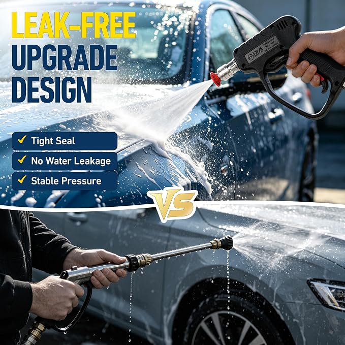 Pressure Washer Short Gun, 5000 PSI/10.5 GPM High Power Washer Spray Gun with 3/8'' Swivel Quick and M22-14mm Connect for Foam Cannon Car Wash