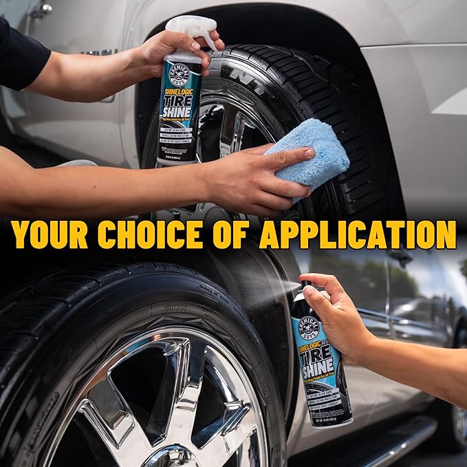 Chemical Guys Shine Logic Tire Shine (128 oz) Premium High-Gloss Tire Dressing for Deep Black Shine, Restores Faded Rubber, Enhances Appearance, Protects Against Fading and Cracking