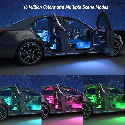 Honalia Car LED Lights Interior, Ambient Lighting Car with Smart APP Control, Multicolor Interior LED Lights with Music Mode for Truck Jeep SUV, DC 12V