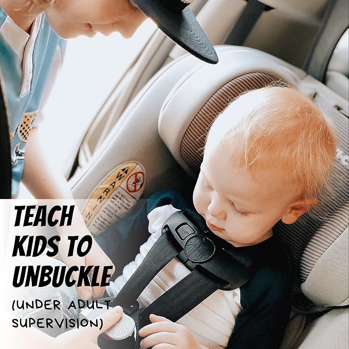 UnbuckleMe Car Seat Buckle Release Tool - Easy Opener Aid for Arthritis, Long Nails, Older Kids - Button Pusher for Infant, Toddler, Convertible 5 pt Harness car Seats - As Seen on Shark Tank (Gray)