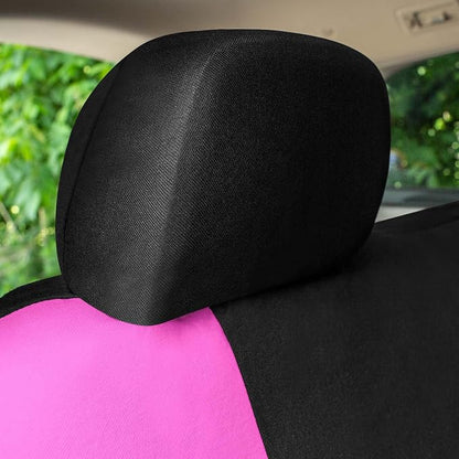 Universal Fit Chevron Flat Cloth Car Seat Covers Full Set - Pink