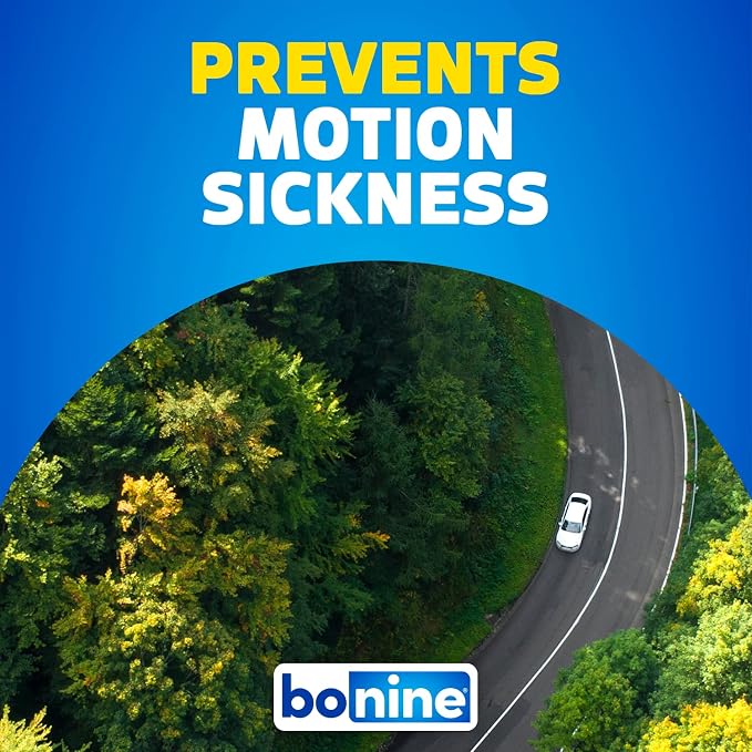 Bonine Non-Drowsy Motion Sickness Relief - Chewable Tablets with Meclizine HCL 25mg - Non Drowsy Medicine for Nausea or Motion Sickness - Cruise Essentials - Raspberry Flavor, 28 Chewable Tablets