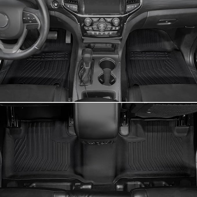Floor Mats for Jeep Grand Cherokee 2011-2021 & 2022 (Not for WL), All Weather Floor Mats Trunk Cargo Liner with Backrest Protectors and Door Sill Guards Accessories, Full Coverage Set