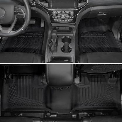 Floor Mats for Jeep Grand Cherokee 2011-2021 & 2022 (Not for WL), All Weather Floor Mats Trunk Cargo Liner with Backrest Protectors and Door Sill Guards Accessories, Full Coverage Set