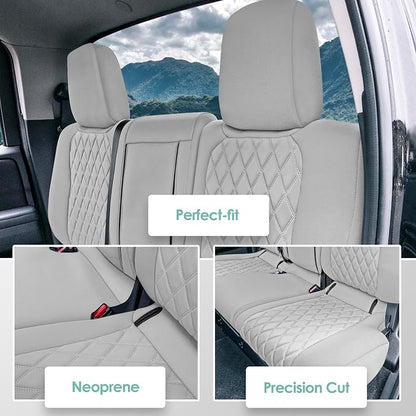 FH Group Custom Fit Car Seat Covers Specifically Made for 2022-2026 Nissan Frontier, Full Set Gray Ultraflex Neoprene Waterproof Automotive Seat Covers for Pickup Truck, Nissan Accessories