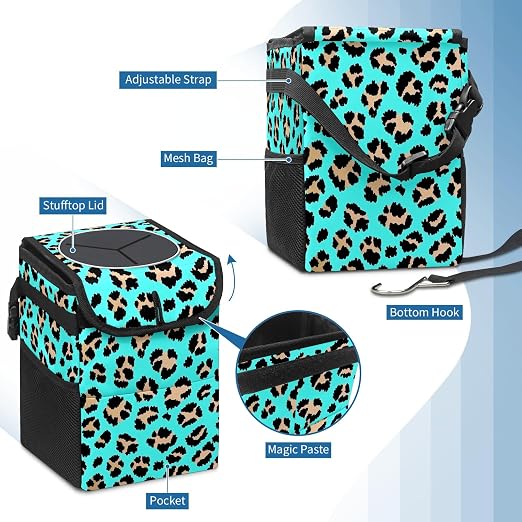 Car Trash Can – Multi-Purpose, Lightweight and Portable with Durable Water-Resistant Coating, No Installation Required, Practical and Ample Capacity, Variety of Colors.Tiger Pattern