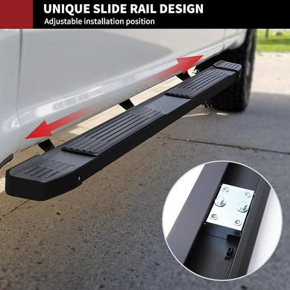 YITAMOTOR 6 Inches Running Boards Compatible with 2007-2018 Chevy Silverado/GMC Sierra 1500, 2007-2019 2500HD 3500HD, 2019 LD/Limited Crew Cab, Stainless Steel Side Steps Black Nerf Bars