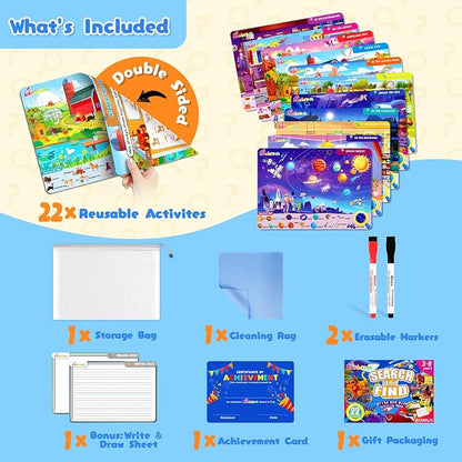 Baobrava Search and Find Game Books - Preschool Learning Activities for Kids Age 3-8, Travel Games for or Road Trip Car Airplane, Educational Seek Activity Birthday Gifts for Boys and Girls