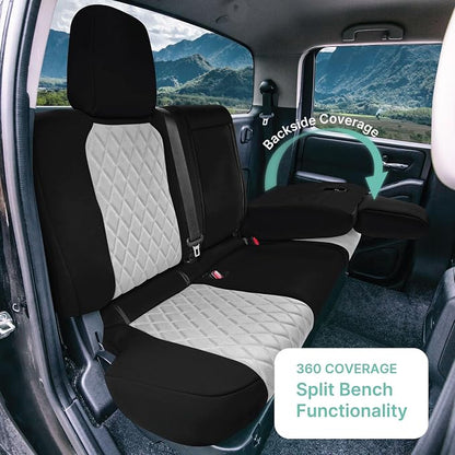 FH Group Custom Fit Car Seat Covers Specifically Made for 2022-2026 Nissan Frontier, Rear Set Gray Ultraflex Neoprene Waterproof Automotive Seat Covers for Pickup Truck, Nissan Accessories