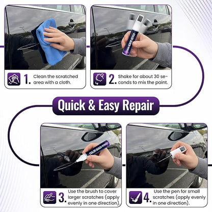 Black Touch Up Paint for Cars, Color Match Car Touch Up Paint, 2-in-1 Universal Car Scratch Repair Pen, Fast-Drying, Easy to Use, Safe & Versatile Use