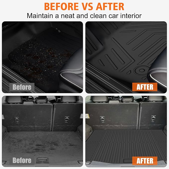 All Weather Car Floor Mats Cargo Liner for Ford Escape 2013-2018 2019, TPE Rubber Floor Liners Anti-Slip Full Set Automotive Mats for 2019 Ford Escape Accessories