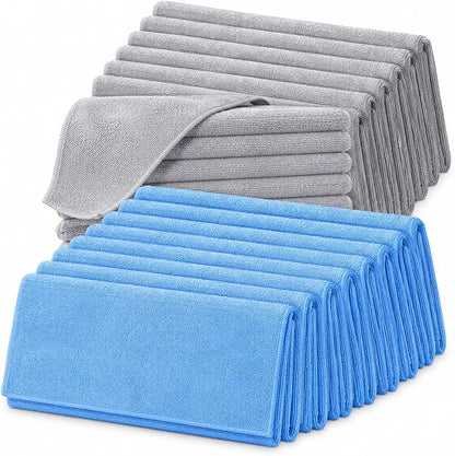 Rugged Peaks Co. Microfiber Cleaning Cloth & Microfiber Towels for Cars (24-Pack, Gray) – 12x12 Premium 70/30 Blend Precision Towels – Ultra Soft, Lint-Free Detail Cloths for Auto, Home & Electronics
